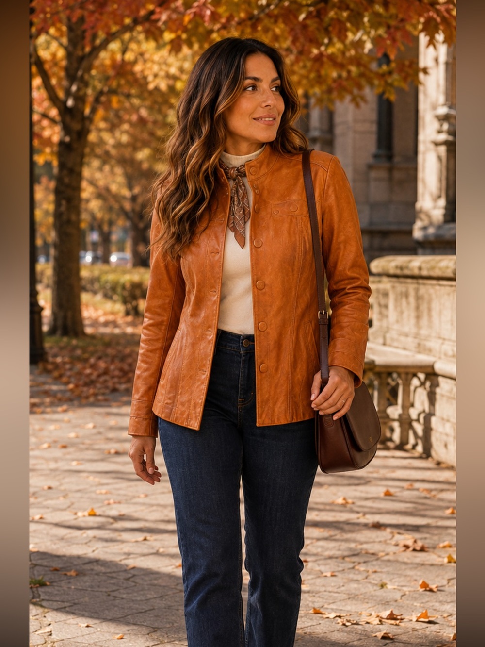 Danier Tan Leather Button-Front Jacket